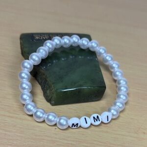 MIMI Pearl Stretch Bracelet in White